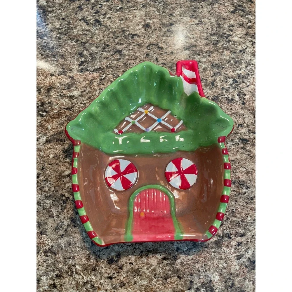 Christmas Gingerbread House Candy Dish Plate Holiday Decor MSC